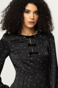 Rochie 'Olivia' midi din satin cu fundițe din catifea - Img 6