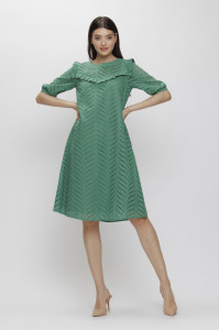 Rochie 'Priscilla' verde cu cordon detașabil - Img 1