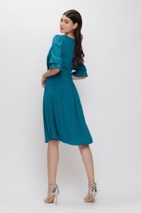 Rochie 'Sabrina' turquoise evazată din vâscoză - Img 2