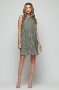 Rochie 'Sophie' scurtă plisată cu fir lurex irizat - Img 1