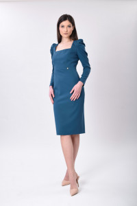 Rochie turquoise cu umeri proeminenți - Img 4