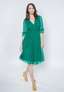 Rochie verde din mătase naturală