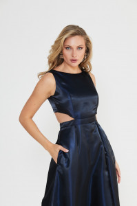 Rochie 'Vivienne' maxi satinata cu decupaje - Img 5