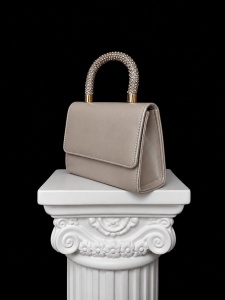 Clutch auriu cu mâner cu cristale și lanț detașabil - Img 2