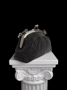 Clutch negru cu ștrasuri și toartă detașabilă - Img 3
