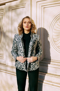 Haină 'Jolie' din stofă cu print leopard - Img 2