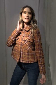 Jachetă 'Emily' cărămizie matlasată cu imprimeu in carouri - Img 1
