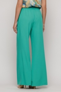 Pantaloni verde turquoise evazați din vâscoză - Img 5