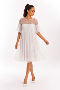 Rochie alb ivoire din mătase naturală
