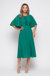 Rochie 'Amélie' midi verde cu cordon detașabil - Img 3