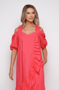 Rochie 'Annabelle' roz din bumbac cu volane - Img 7