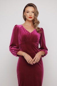 Rochie 'Arya' fucsia conică din catifea - Img 3