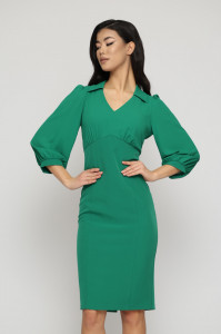 Rochie 'Ava' verde office cu guler - Img 5