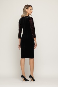 Rochie din catifea cu aplicații roșii - Img 5