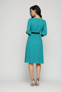 Rochie 'Eizabeth' albastru turquoise cu detalii din catifea - Img 5
