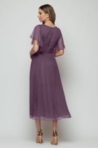 Rochie 'Elise' violet prună din mătase naturală - Img 3