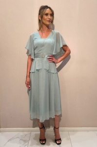 Rochie 'Elysa' bleu ciel din voal sidefat - Img 3