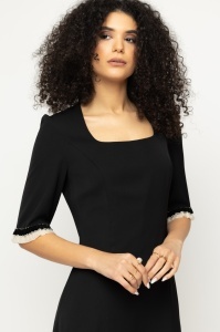 Rochie 'Giselle' midi cu detalii contrastante - Img 6