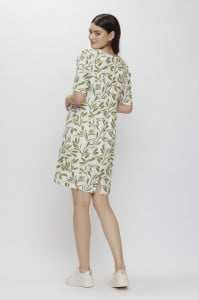 Rochie 'Guenda' din in cu print cu frunze - Img 5