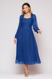 Rochie 'Isadora' albastru indigo din mătase naturală - Img 1