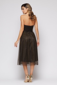 Rochie 'Khloe' neagră din tulle sidefat - Img 4