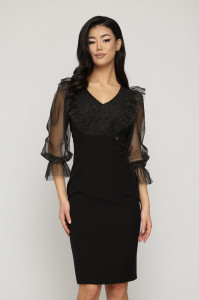 Rochie 'Kristine' cu volănașe și tulle sidefat - Img 6