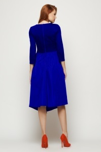 Rochie 'Lindsay' albastru regal cu bust din tricot si fustă amplă - Img 2
