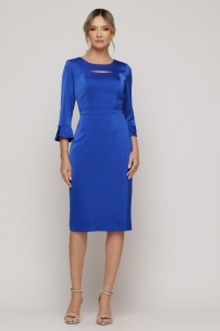 Rochie 'Margaret' dreaptă albastru regal din material satinat