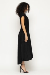 Rochie 'Melina' midi neagră cu fustă asimetrică - Img 3