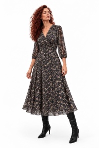 Rochie midi din voal imprimat floral