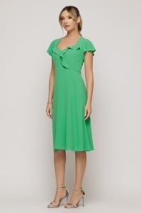 Rochie 'Mirra' verde mentă evazată cu volane - Img 2