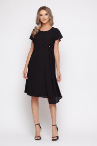 Rochie 'Reese' neagră din voal cu flori 3D - Img 2
