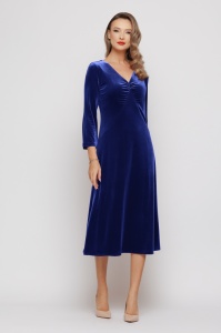 Rochie 'Sienna' albastru indigo din catifea