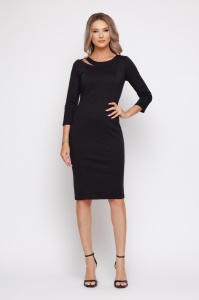 Rochie 'Sylvie' neagră din bumbac cu decupaj - Img 1