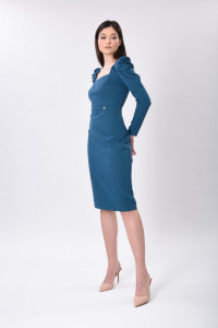 Rochie turquoise cu umeri proeminenți - Img 5