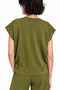 Top verde din tricot cu mâneci scurte ample - Img 5