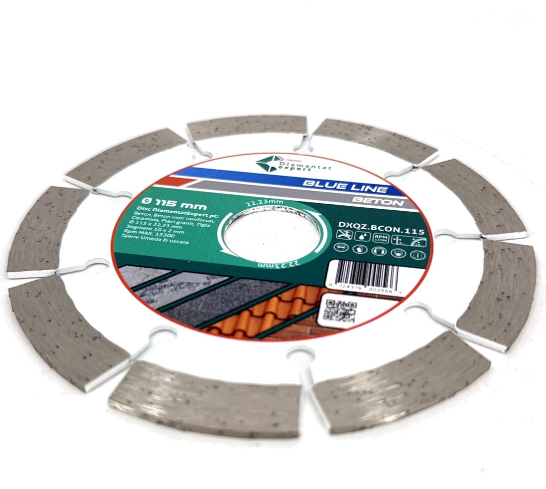 Disc DiamantatExpert pt. Beton, Materiale constructii 115x22.23 (mm) taiere uscata sau umeda, Blue Line Profesional - DXQZ.BCON.115 - 1 | YEO