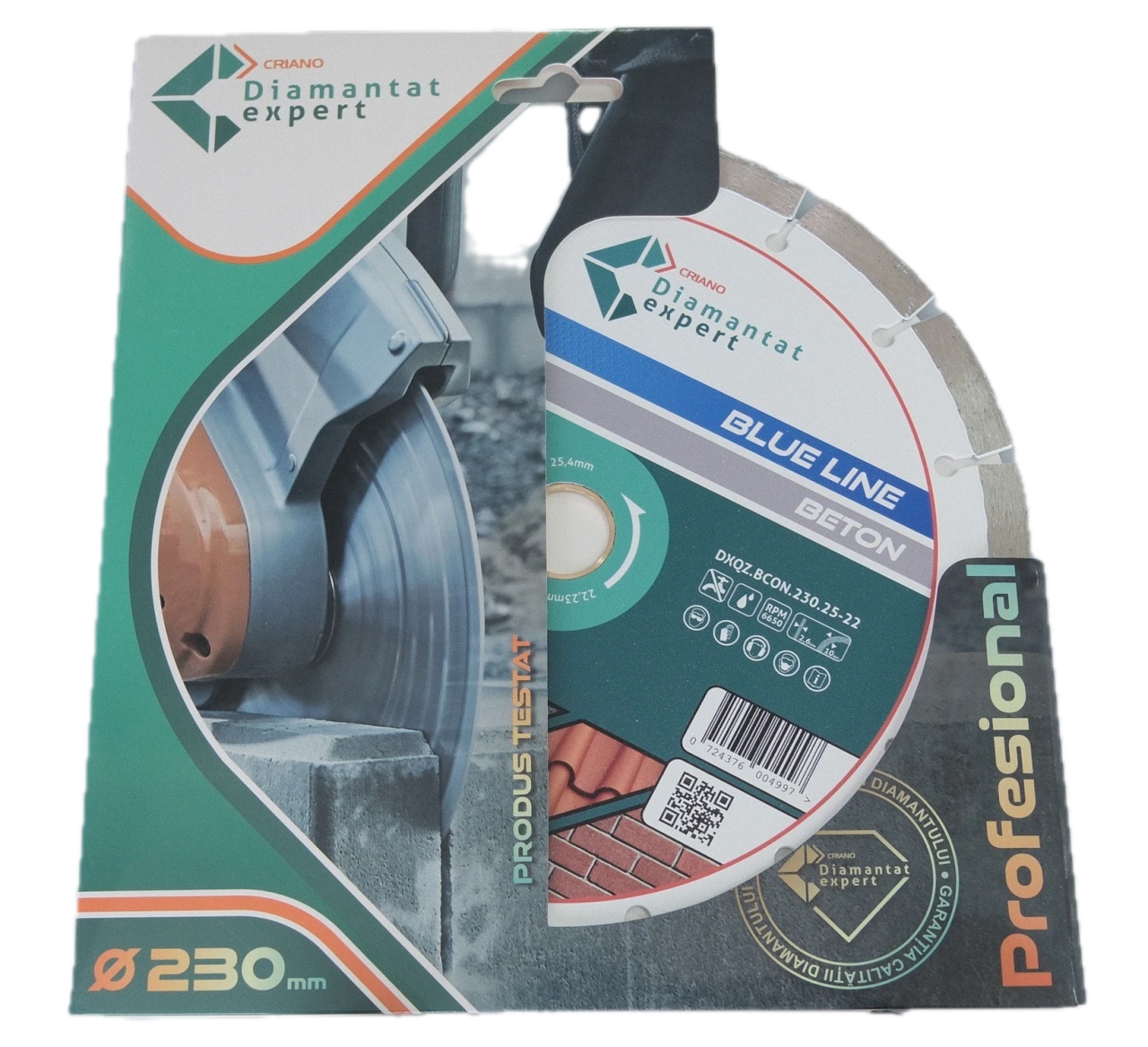 Disc DiamantatExpert pt. Beton, Materiale constructii 230x25,4/22.23(inel) (mm) taiere uscata sau umeda, Blue Line Profesional - DXQZ.BCON.230.25-22 - 3 | YEO