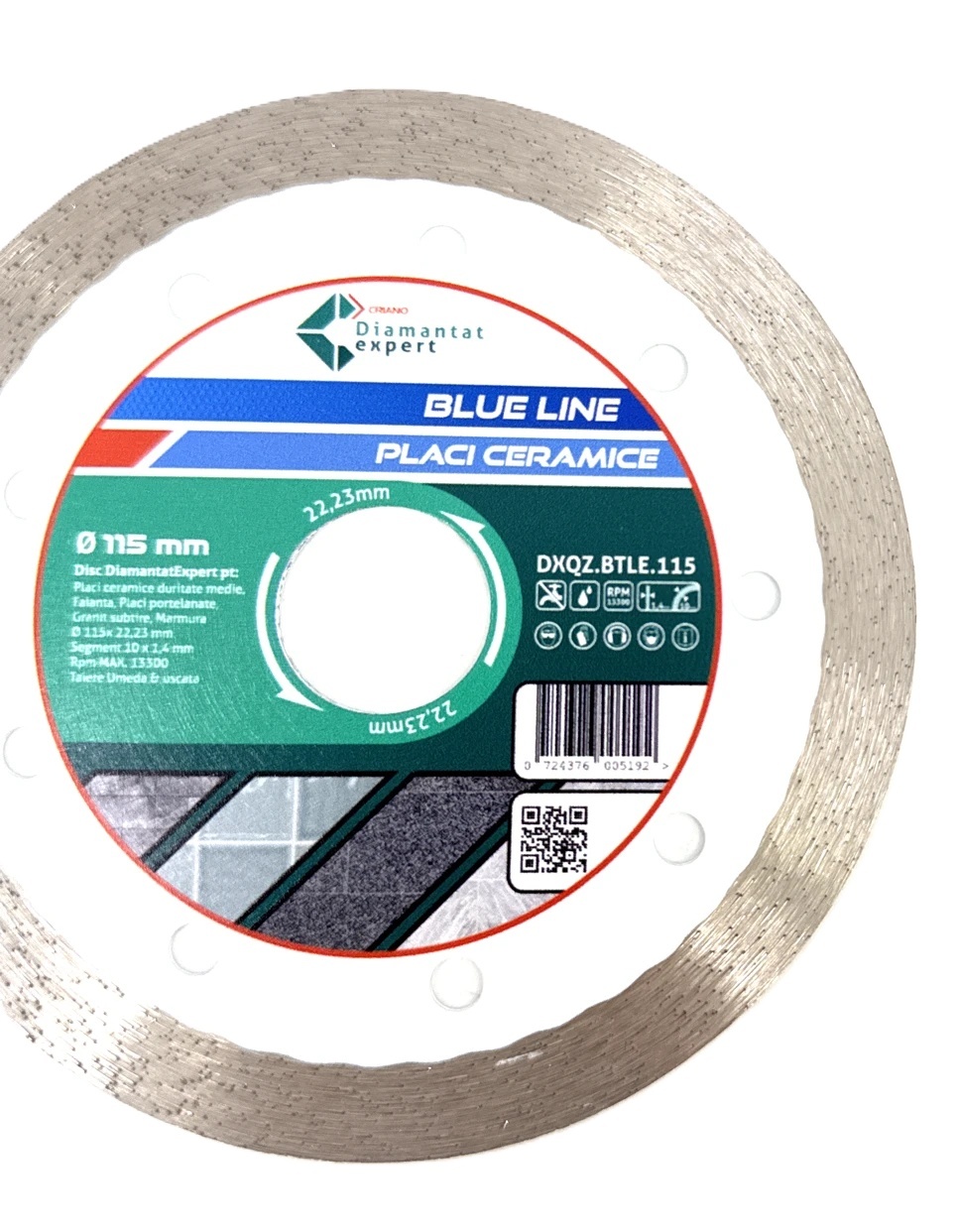 Disc DiamantatExpert pt. Ceramica, Gresie Portelanata de Duritate Medie, Placi 115x22.23 (mm) taiere uscata sau umeda, Blue Line Profesional - DXQZ.BTLE.115 - 2 | YEO