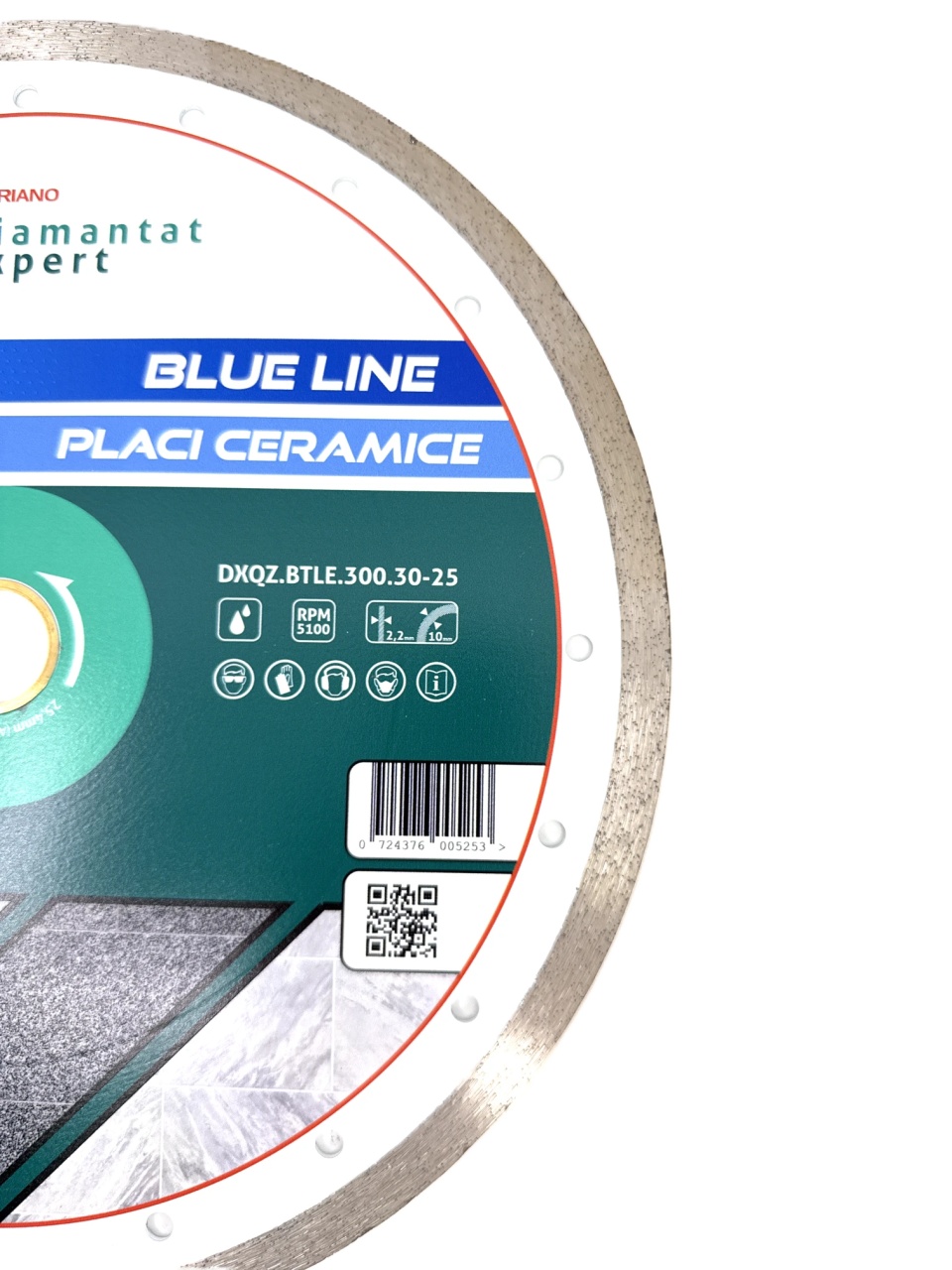 Disc DiamantatExpert pt. Ceramica, Gresie Portelanata de Duritate Medie, Placi 300x30/25,4mm(ring) (mm) taiere umeda, Blue Line Profesional - DXQZ.BTLE.300.30-25 - 2 | YEO