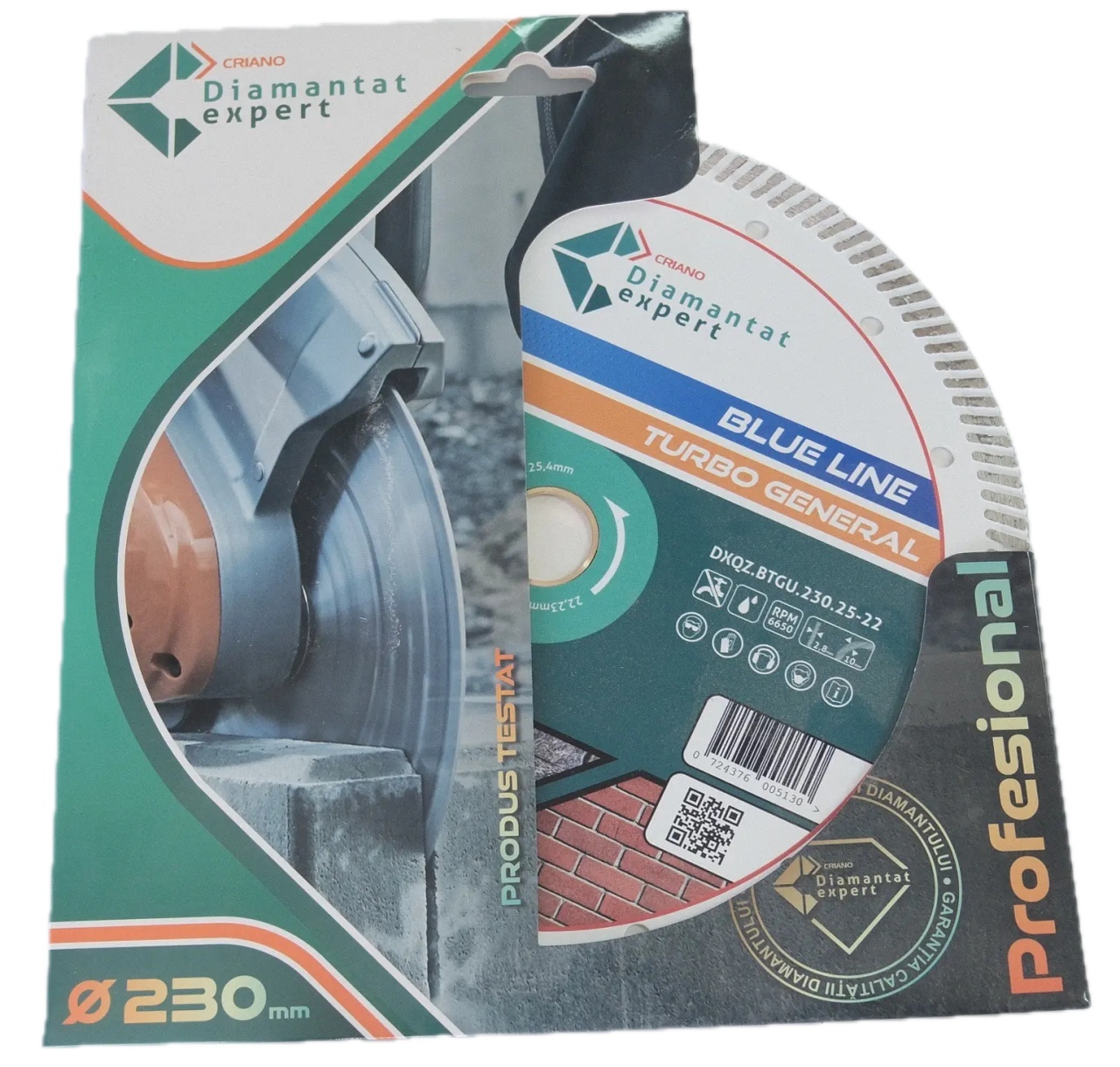 Disc DiamantatExpert TURBO pt. Beton Ranforsat Usor, Materiale de constructii 230x25,4/22.23(ring) (mm) taiere uscata sau umeda, Blue Line Profesional - DXQZ.BTGU.230.25-22 - 3 | YEO