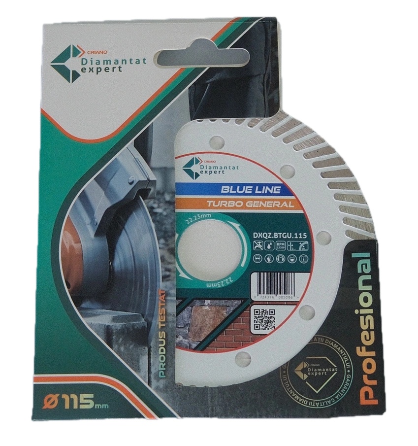 Disc DiamantatExpert TURBO pt. Beton Ranforsat Usor, Materiale de constructii 115x22.23 (mm) taiere uscata sau umeda, Blue Line Profesional - DXQZ.BTGU.115 - 3 | YEO