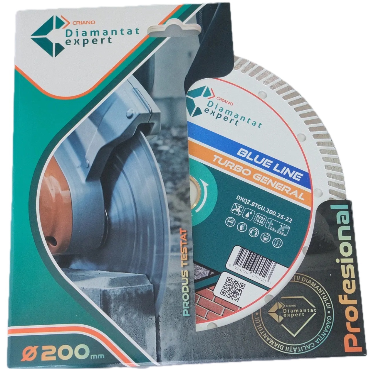 Disc DiamantatExpert TURBO pt. Beton Ranforsat Usor, Materiale de constructii 200x25,4/22.23(ring) (mm) taiere uscata sau umeda, Blue Line Profesional - DXQZ.BTGU.200.25-22 - Imagine 5