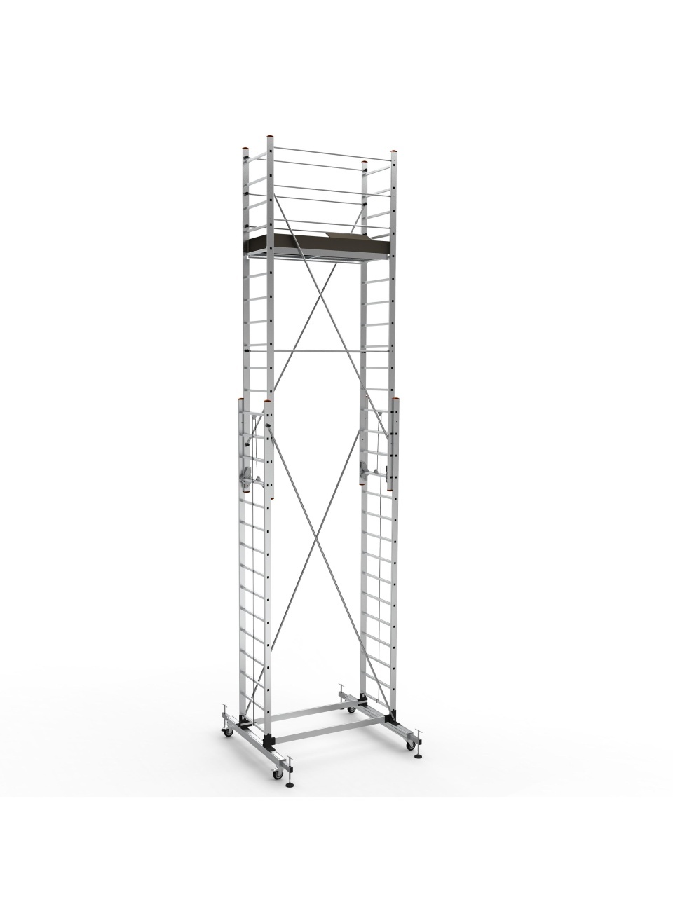 Schela mobila aluminiu telescopica 2x4(m), inaltime lucru 8 metri, o platforma 1,6x0,6(m), max 200kg/mp - CNO-SME-MEGA8