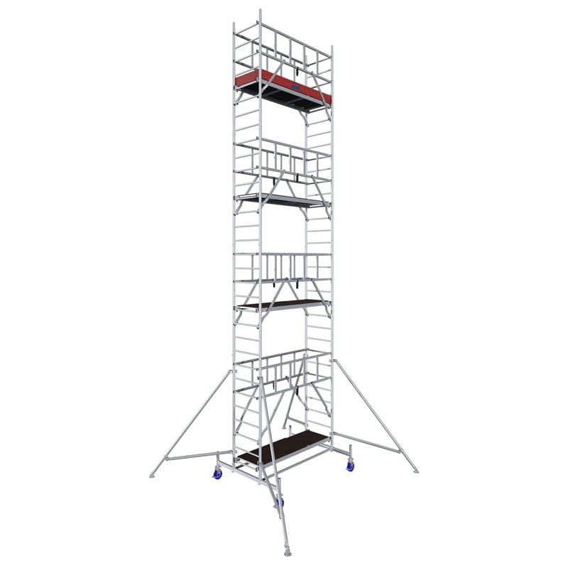 Schela Protec 0,6 x 2m, aluminiu, inaltime lucru 8.3m, inaltime schela 7.45m, inaltime platforma 6.3m (0+1+4+(2*3)+(2*Stabilizatoare))