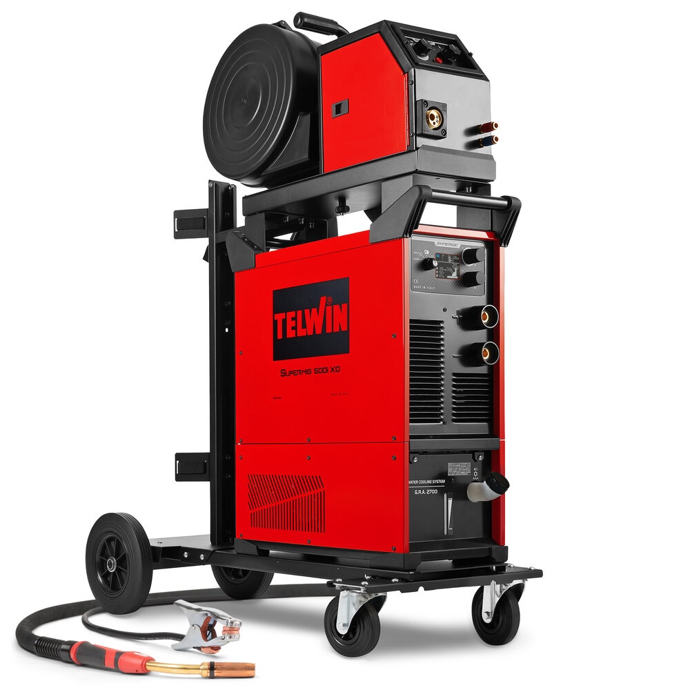 SUPERMIG 500i xD - APARAT DE SUDURA TELWIN tip MIG-MAG/TIG/MMA pachet TROLLEY AQUA cu alimentator extern de sârmă - 1 | YEO