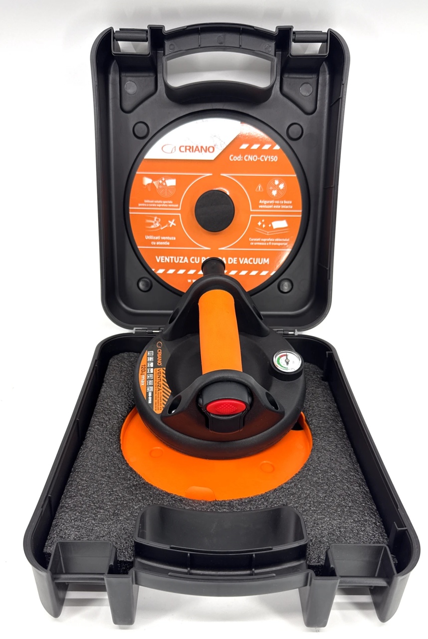 Ventuza Profesionala cu pompa de vid si manometru pentru manipulare placi rugoase sau fine Ø150mm, 120kg - CNO-CV150 - 3 | YEO