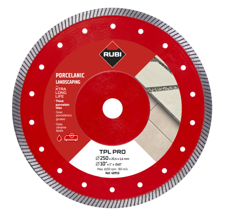 Disc diamantat pt. Ceramica dura, portelan gros >2cm pt. terase, 300x25.4 (mm), TPL 300 EXT Pro - RUBI-40914 | CRIANO