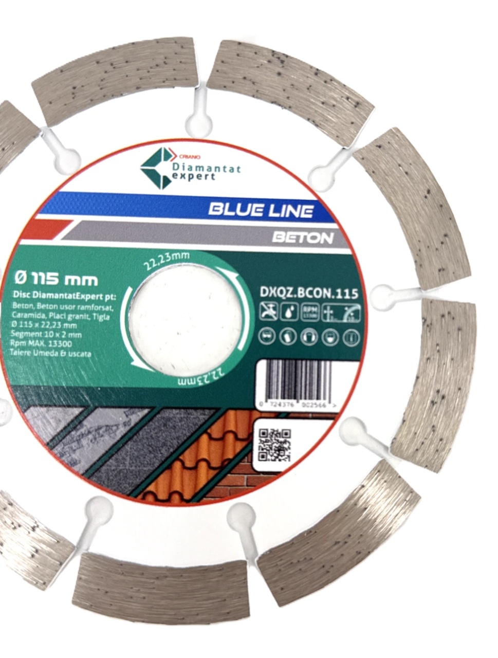 Disc DiamantatExpert pt. Beton, Materiale constructii 115x22.23 (mm) taiere uscata sau umeda, Blue Line Profesional - DXQZ.BCON.115 - 2 | YEO