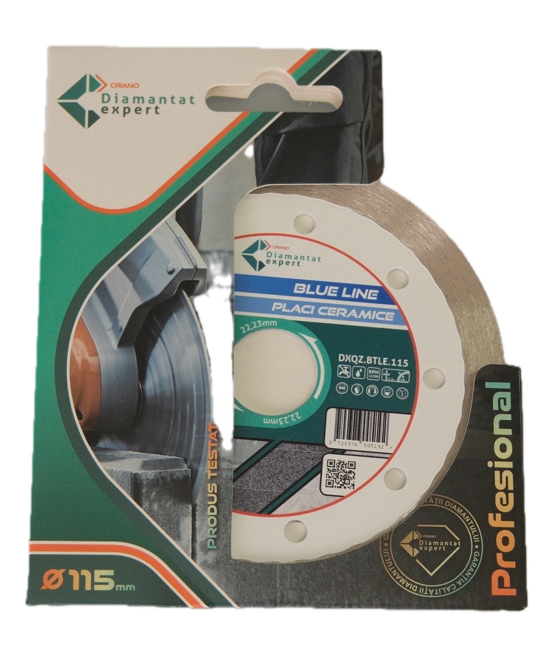 Disc DiamantatExpert pt. Ceramica, Gresie Portelanata de Duritate Medie, Placi 115x22.23 (mm) taiere uscata sau umeda, Blue Line Profesional - DXQZ.BTLE.115 - 3 | YEO